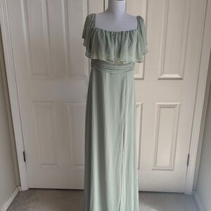 Ever Pretty Sage Green Chiffon Maxi Dress with Ruffled Bodice